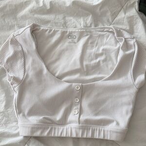 ALO Yoga Cream Ribbed Crop Top